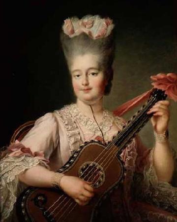 Francois-Hubert Drouais Madame Clotilde playing the guitar